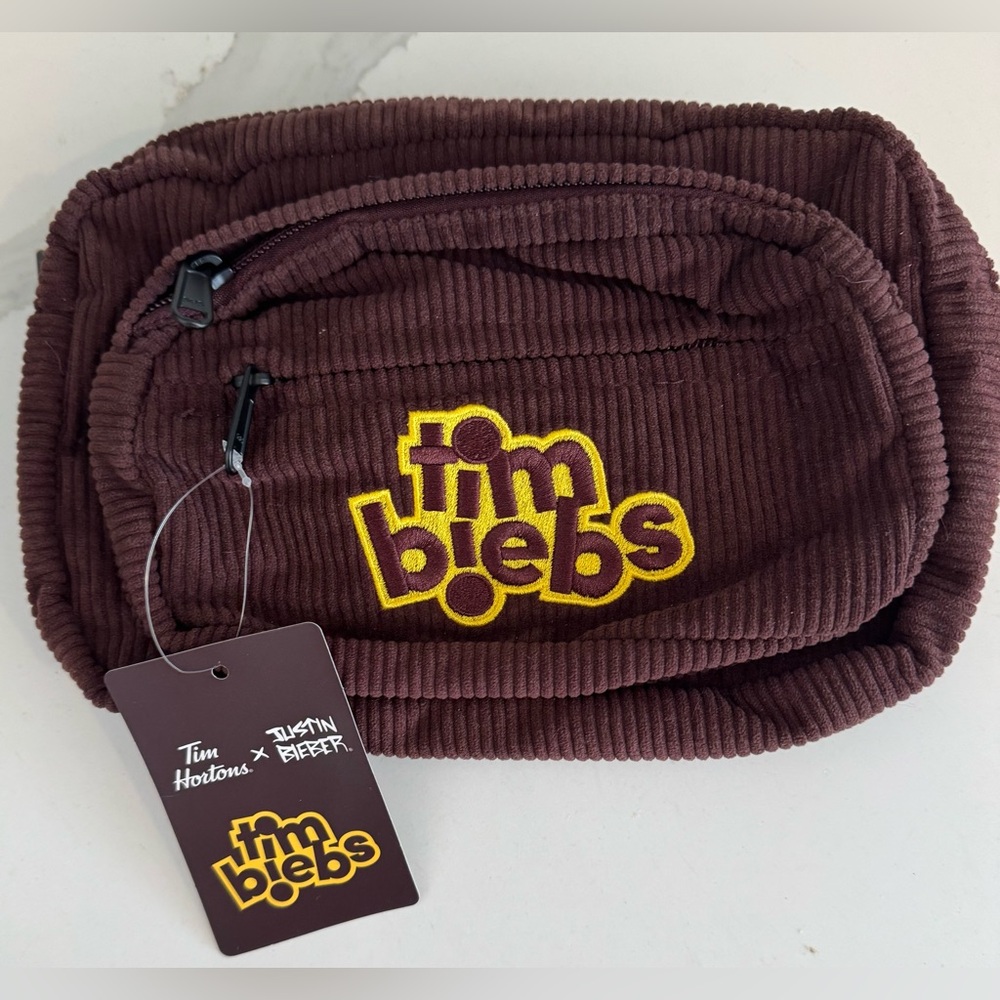 NEW Tim Hortons x Justin Bieber "Timbiebs" brown fanny pack cross body belt bag
